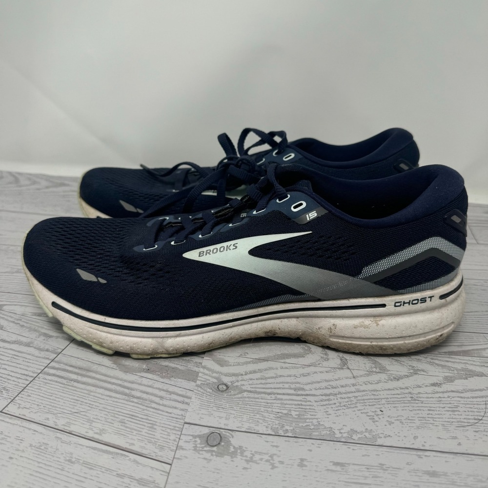 Brooks Ghost 15 Womens Running Shoes Navy White 1203802A450 Size 9.5 Narrow 2A